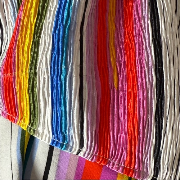 RACHEL ROY Rainbow Stripe Asymmetric Ruffle‎ 1 Shoulder Sleeveless Midi Dress 3X - Picture 6 of 6